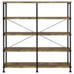 ANALIESE 63-INCH 4-SHELF DOUBLE BOOKSHELF RUSTIC NUTMEG - Image 3