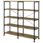 ANALIESE 63-INCH 4-SHELF DOUBLE BOOKSHELF RUSTIC NUTMEG - Image 4