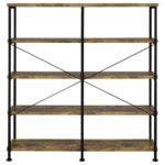 ANALIESE 63-INCH 4-SHELF DOUBLE BOOKSHELF RUSTIC NUTMEG - Image 6