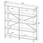 ANALIESE 63-INCH 4-SHELF DOUBLE BOOKSHELF RUSTIC NUTMEG - Image 8