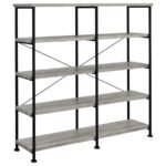 ANALIESE 63-INCH 4-SHELF DOUBLE BOOKSHELF GREY DRIFTWOOD