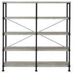 ANALIESE 63-INCH 4-SHELF DOUBLE BOOKSHELF GREY DRIFTWOOD - Image 3