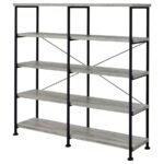 ANALIESE 63-INCH 4-SHELF DOUBLE BOOKSHELF GREY DRIFTWOOD - Image 4