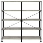 ANALIESE 63-INCH 4-SHELF DOUBLE BOOKSHELF GREY DRIFTWOOD - Image 6