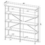 ANALIESE 63-INCH 4-SHELF DOUBLE BOOKSHELF GREY DRIFTWOOD - Image 8