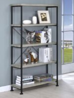 ANALIESE 63-INCH 4-SHELF BOOKSHELF GREY DRIFTWOOD - Image 2