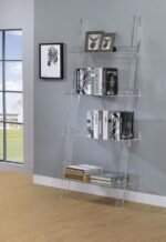 AMATURO 72-INCH 4-SHELF ACRYLIC LADDER BOOKSHELF CLEAR - Image 2
