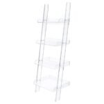 AMATURO 72-INCH 4-SHELF ACRYLIC LADDER BOOKSHELF CLEAR