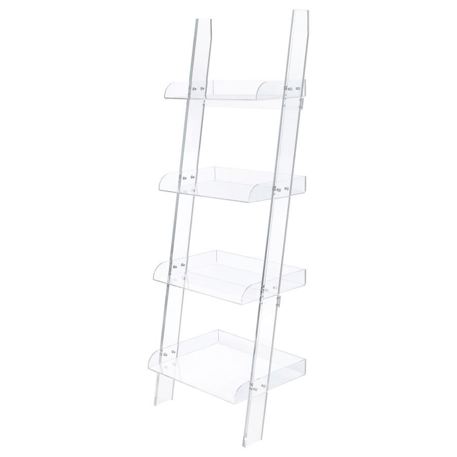 801553_03x900.jpg AMATURO 72-INCH 4-SHELF ACRYLIC LADDER BOOKSHELF CLEAR - Image 1