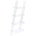 AMATURO 72-INCH 4-SHELF ACRYLIC LADDER BOOKSHELF CLEAR - Image 4