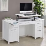 DYLAN 60-INCH 4-DRAWER LIFT TOP OFFICE DESK WHITE HIGH GLOSS - Image 2