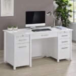DYLAN 60-INCH 4-DRAWER LIFT TOP OFFICE DESK WHITE HIGH GLOSS - Image 3