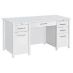 DYLAN 60-INCH 4-DRAWER LIFT TOP OFFICE DESK WHITE HIGH GLOSS