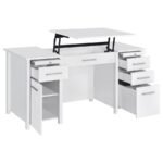 DYLAN 60-INCH 4-DRAWER LIFT TOP OFFICE DESK WHITE HIGH GLOSS - Image 4