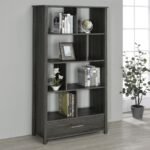 DYLAN 68-INCH 4-SHELF STORAGE BOOKSHELF WEATHERED GREY - Image 2