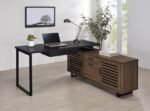 MADDOX 60-INCH L-SHAPE OFFICE COMPUTER DESK BLACK AND WALNUT - Image 2