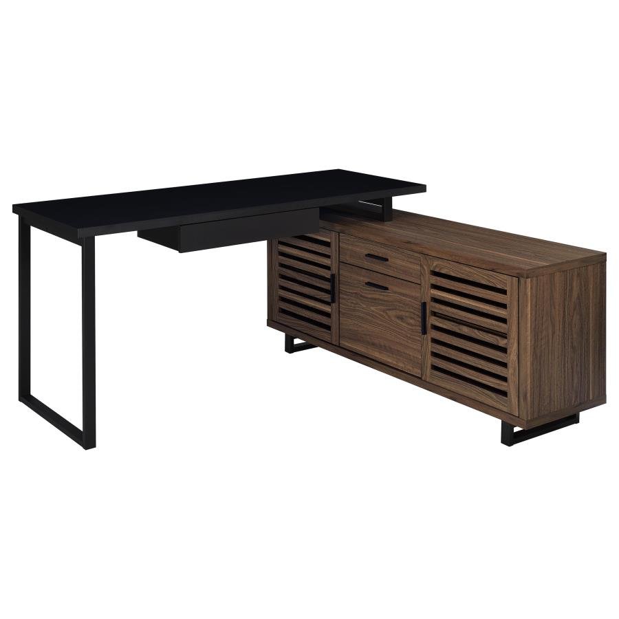 801861_02x900.jpg MADDOX 60-INCH L-SHAPE OFFICE COMPUTER DESK BLACK AND WALNUT - Image 1