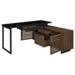 MADDOX 60-INCH L-SHAPE OFFICE COMPUTER DESK BLACK AND WALNUT - Image 3