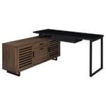 MADDOX 60-INCH L-SHAPE OFFICE COMPUTER DESK BLACK AND WALNUT - Image 4