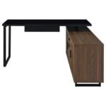 MADDOX 60-INCH L-SHAPE OFFICE COMPUTER DESK BLACK AND WALNUT - Image 5