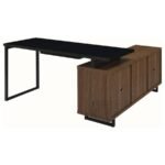 MADDOX 60-INCH L-SHAPE OFFICE COMPUTER DESK BLACK AND WALNUT - Image 6