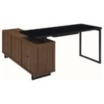 MADDOX 60-INCH L-SHAPE OFFICE COMPUTER DESK BLACK AND WALNUT - Image 8