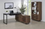 MADDOX 60-INCH L-SHAPE OFFICE COMPUTER DESK BLACK AND WALNUT - Image 13