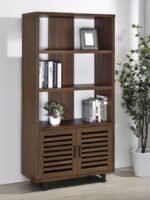 MADDOX 71-INCH 3-SHELF CABINET BOOKCASE WALNUT - Image 2