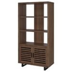 MADDOX 71-INCH 3-SHELF CABINET BOOKCASE WALNUT - Image 5
