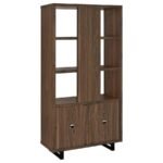 MADDOX 71-INCH 3-SHELF CABINET BOOKCASE WALNUT - Image 7