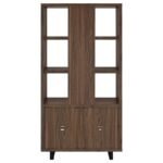MADDOX 71-INCH 3-SHELF CABINET BOOKCASE WALNUT - Image 8