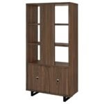 MADDOX 71-INCH 3-SHELF CABINET BOOKCASE WALNUT - Image 9