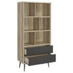 MAEVE 70-INCH 3-SHELF BOOKCASE WITH DRAWERS DISTRESSED PINE - Image 3