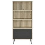 MAEVE 70-INCH 3-SHELF BOOKCASE WITH DRAWERS DISTRESSED PINE - Image 4
