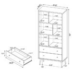 MAEVE 70-INCH 3-SHELF BOOKCASE WITH DRAWERS DISTRESSED PINE - Image 13