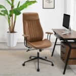 RANGER UPHOLSTERED ADJUSTABLE HOME OFFICE DESK CHAIR BROWN - Image 2