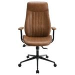 RANGER UPHOLSTERED ADJUSTABLE HOME OFFICE DESK CHAIR BROWN - Image 3