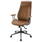 RANGER UPHOLSTERED ADJUSTABLE HOME OFFICE DESK CHAIR BROWN - Image 4