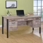 SAMSON 60-INCH 4-DRAWER OFFICE COMPUTER DESK WEATHERED OAK - Image 2