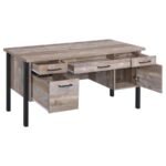 SAMSON 60-INCH 4-DRAWER OFFICE COMPUTER DESK WEATHERED OAK - Image 3