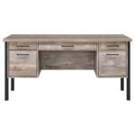 SAMSON 60-INCH 4-DRAWER OFFICE COMPUTER DESK WEATHERED OAK - Image 4