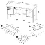 SAMSON 60-INCH 4-DRAWER OFFICE COMPUTER DESK WEATHERED OAK - Image 11