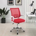 FELTON UPHOLSTERED ADJUSTABLE HOME OFFICE DESK CHAIR RED - Image 2