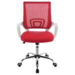 FELTON UPHOLSTERED ADJUSTABLE HOME OFFICE DESK CHAIR RED - Image 3
