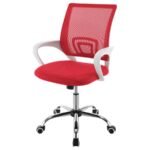 FELTON UPHOLSTERED ADJUSTABLE HOME OFFICE DESK CHAIR RED - Image 4