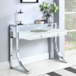 GEMMA 48-INCH 2-DRAWER WRITING DESK WHITE HIGH GLOSS - Image 2