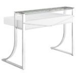 GEMMA 48-INCH 2-DRAWER WRITING DESK WHITE HIGH GLOSS - Image 6