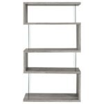 EMELLE 63-INCH 4-SHELF GLASS PANEL BOOKSHELF GREY DRIFTWOOD - Image 3