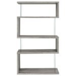 EMELLE 63-INCH 4-SHELF GLASS PANEL BOOKSHELF GREY DRIFTWOOD - Image 7