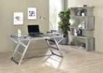 EMELLE 63-INCH 4-SHELF GLASS PANEL BOOKSHELF GREY DRIFTWOOD - Image 11